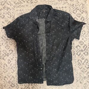 John Varvatos Monochrome Leaf Pattern Shirt